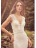 Ivory Sequined Lace Illusion Back Wedding Dress